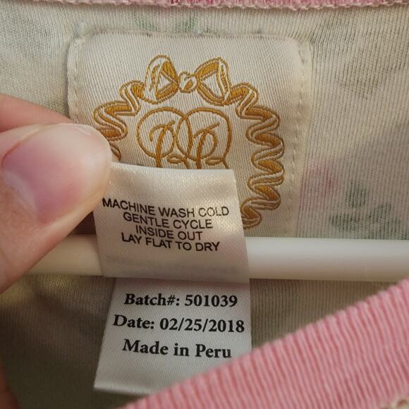 THE BEAUFORT BONNET COMPANY PAJAMA SET WOMENS SMALL PIMA PINK/GRN ELEPHANT PRINT - Picture 5 of 16